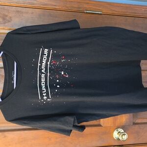 UNDER ARMOUR Black Tee with White and Red Splatter, Sz. 3X
